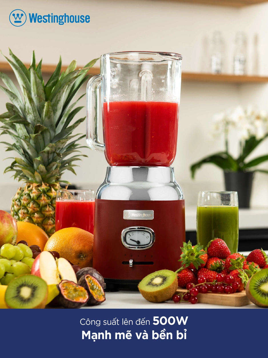 Máy Xay Sinh Tố Retro Để bàn Westinghouse 1.5L 600W WKBE221 Hàng Chính Hãng, Bảo Hành 12 Tháng